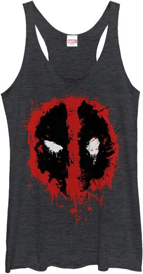 Fifth Sun Marvel Classic Deadpool Splatter Icon Women's Racerback Tank Top