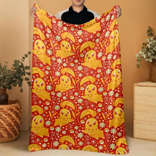 Discover Chikorita Fleece Blanket - Home Decor Throw for Bedroom