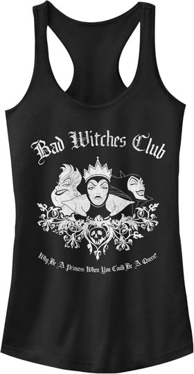 Discover Fifth Sun Women's Disney Villains Bad Witch Club Slim Fit, Scoop Hem Racerback Tank