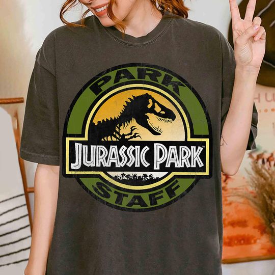 Vintage Jurassic Park Staff Retro Distressed Logo Graphic Shirt, Jurassic Park Logo Dinosaur T-Rex Shirt, Disneyland Trip Family Shirt