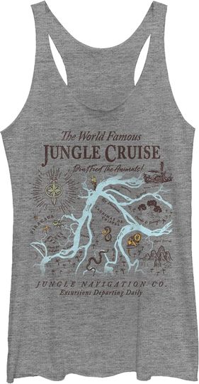 Discover Fifth Sun Disney Jungle Cruise Map Women's Racerback Tank Top