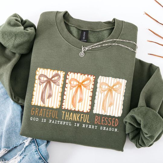Discover Thankful Grateful Blessed Sweatshirt, Thanksgiving sweaters, Fall sweaters, Thankful Shirt, Thanksgiving, Grateful sweatshirt, Fall Shirt