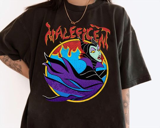 Discover Disney Sleeping Beauty Maleficent Vintage Flame Portrait Shirt, Villains Maleficent Shirt, Disneyland Family Shirt, Disneyland Trip Shirt
