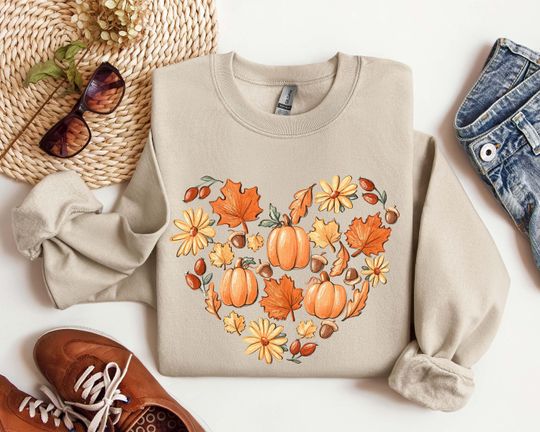 Discover Thanksgiving Love Sweatshirt, Thankful Pumpkin Shirt, Fall Vibes