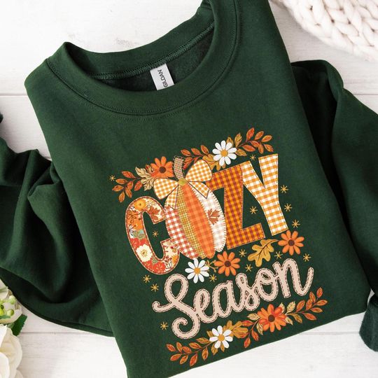 Cozy Season Fall Sweatshirt, 2025 Happy Thanksgiving, Hello Pumpkin Sweatshirt