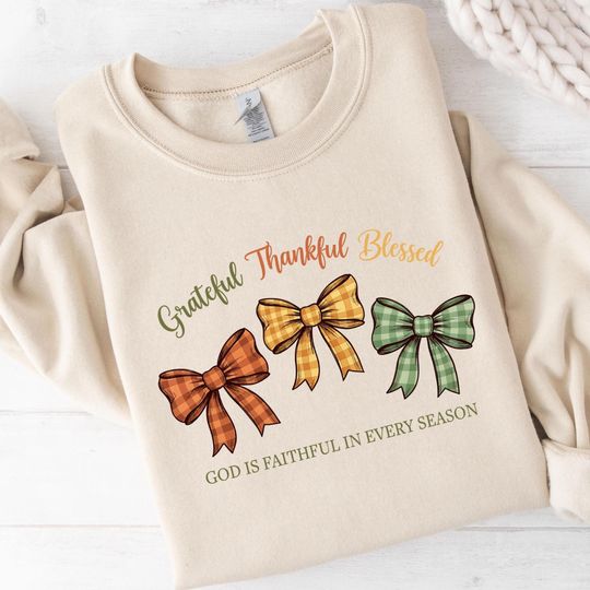 Discover Thankful Grateful Blessed Sweatshirt, Thanksgiving sweaters, Fall sweaters