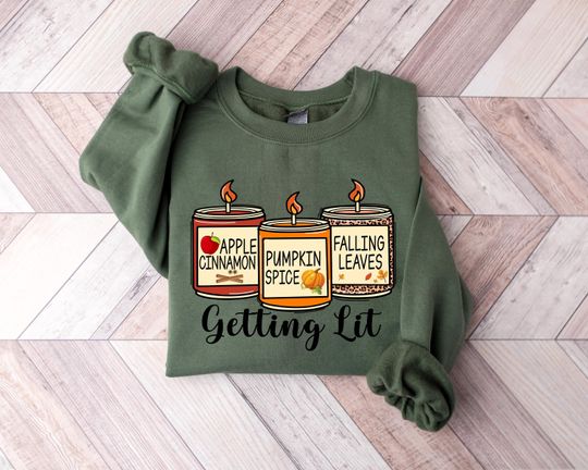 Discover Getting Lit Sweatshirt, Pumpkin Spice Shirt, Fall Candles Tee