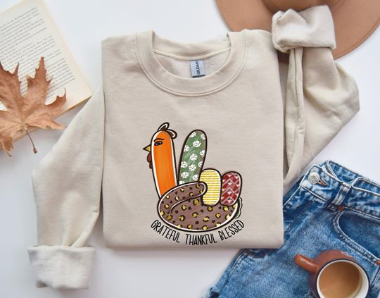 Discover Peaceful Turkey Sweatshirt,Happy Turkey Day Hoodie,Thanksgiving Sweatshirt