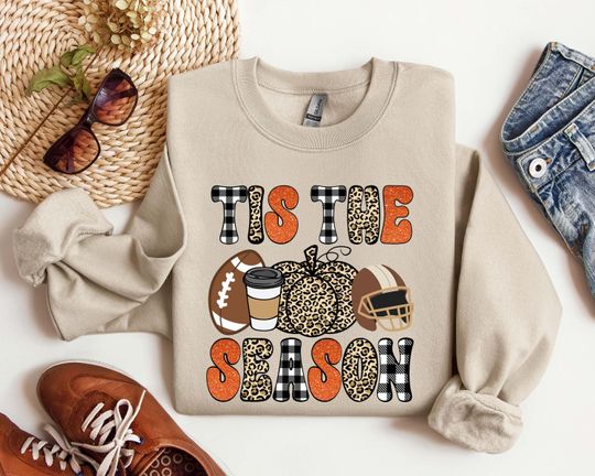Discover Tis The Season Sweatshirt, Fall Pumpkin Shirt, Football Sweatshirt