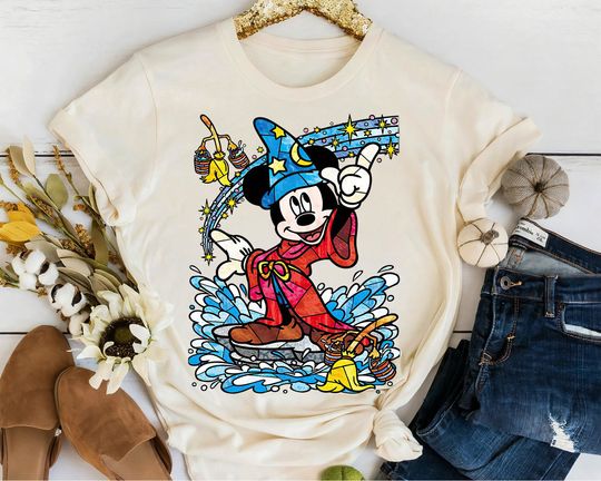 Discover Disney Fantasia Sorcerer Mickey Mouse Magic Wizard Retro Shirt, Disneyland Family Vacation  Trip  Gift shirt, Walt Disney World Tee Birthday