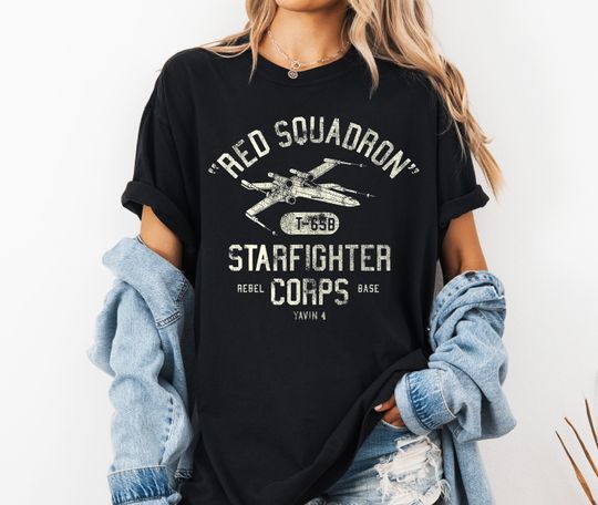 Discover Star Wars Rebel X-Wing Red Squadron Starfighter Corps T-Shirt, Disney's Hollywood Studio Shirt, Galaxy's Edge Trip, Star Wars Fan T-shirt