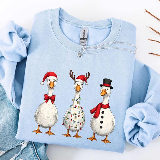 Discover Christmas Goose Sweatshirt, Goose Christmas Shirt Women, Jolly Goose Sweatshirt