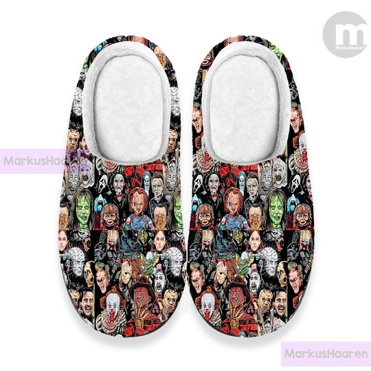 Discover Personalized Halloween 3D All Over Print Slipper, Halloween Winter Slipper, Cotton Slipper, Custom Rubber Slipper, Halloween Slippers
