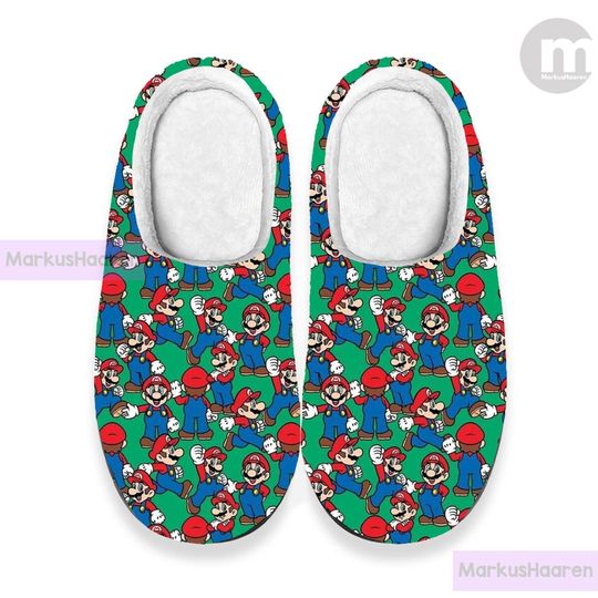 Discover Personalized Super Mario Game 3D All Over Print Indoor Slipper, Custom Rubber Slipper, Winter Slipper, Cotton Slipper, Christmas Slippers