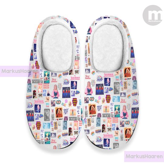 Discover Personalized Name Dolly Parton Music 3D All Over Printed Slipper, Winter Slipper, Cotton Slipper, Custom Rubber Slipper, Christmas Slippers
