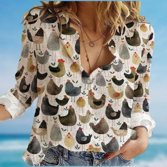 Chicken Blouses Women Shirt, Women Casual Shirt, Farmer Women Shirt, Family Vacation Shirt, Gift For Her