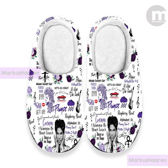 Discover Personalized Prince Pur Rain 3D All Over Print Indoor Slippers, Cotton Slipper, Custom Rubber Slipper, Christmas Slippers, Winter Slipper