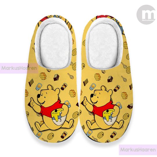 Winnie The Pooh Cartoon 3D All Over Print Slipper, Winter Slipper, Christmas Slippers
