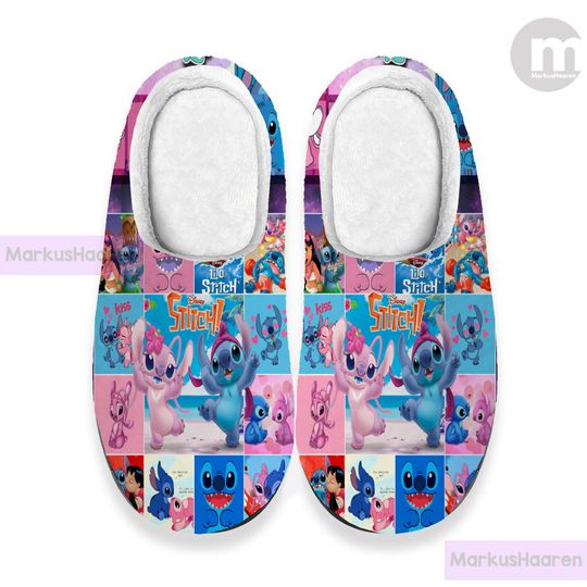 Discover Stitch and Angel Cartoon 3D All Over Print Slipper, Winter Slipper, Christmas Slippers