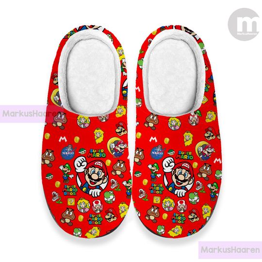 Super Mario 3D All Over Print Slipper, Winter Slipper, Christmas Slippers
