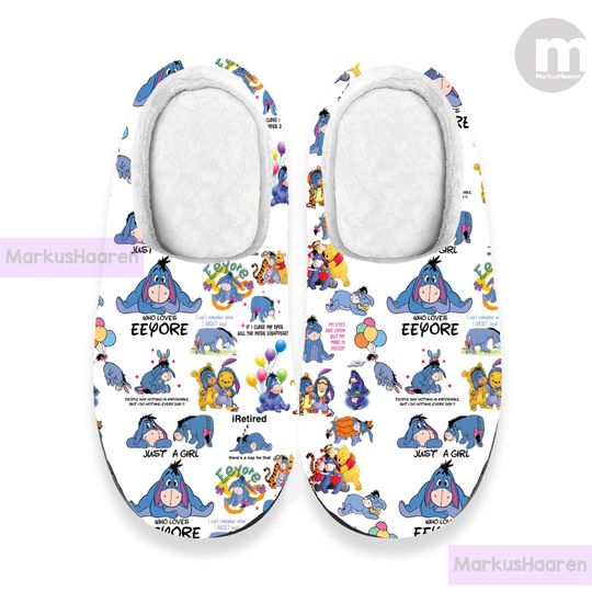 Winnie The Pooh Eeyore 3D All Over Print Slipper, Winter Slipper, Christmas Slippers