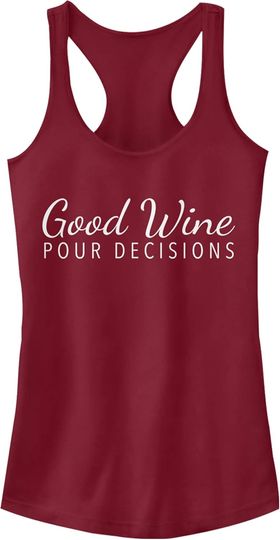 Discover Fifth Sun Good Wine Pour Decisions Women's Racerback Tank Top