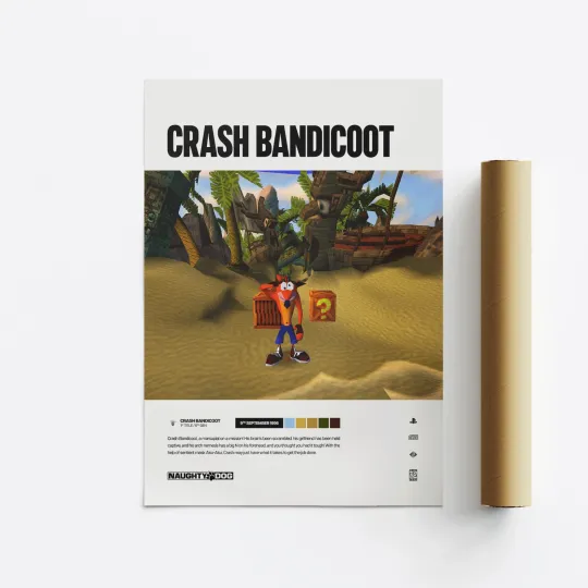 Crash Bandicoot (1996) Video Game Art Vertical Poster