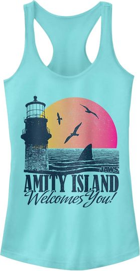 Fifth Sun Women's Jaws Sunset Sharkfin Juniors' Short Sleeve Tee Shirt