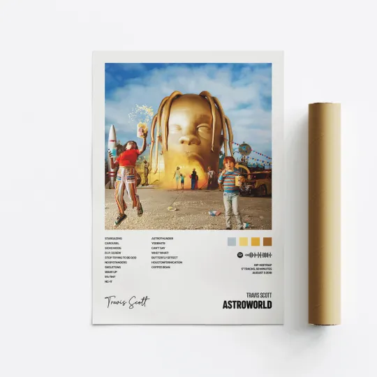 Discover Travis Astroworld Album Art Poster Vertical Print Music Tracklist