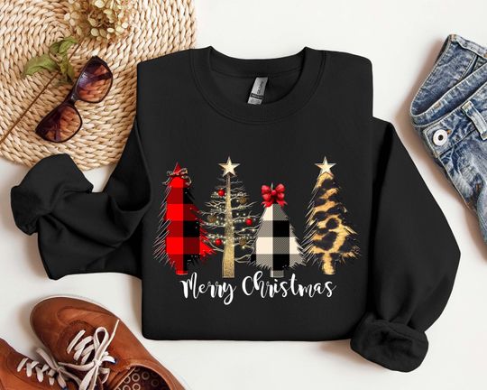 Discover Christmas Sweatshirt Christmas Trees Shirt Womens Christmas Sweater Christmas Crewneck Pullover Christmas Tree Sweaters Holiday Apparel