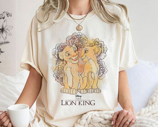 Discover Disney Lion King Simba and Nala Watercolor Graphic Shirt, Hakuna Matata Shirt, Disneyland Trip Family Matching Outfits, Magic Kingdom Shirt