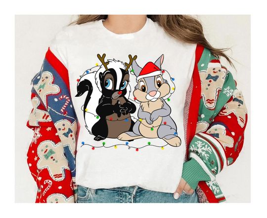Discover Disney Bambi Thumper And Flower Christmas Lights Shirt, Santa Bambi Christmas Shirt, Disneyland Family Matching Tee, Magic Kingdom Shirt