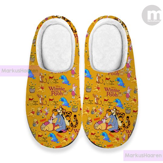 Winnie The Pooh Cartoon 3D All Over Print Slipper, Winter Slipper, Christmas Slippers