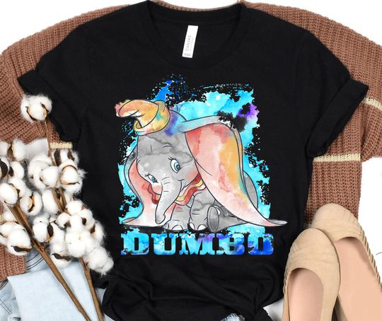Discover Disney Dumbo Watercolor Portrait T-Shirt, Cute Dumbo Shirt, Disneyland WDW Trip Family Matching Outfits, Magic Kingdom Shirt