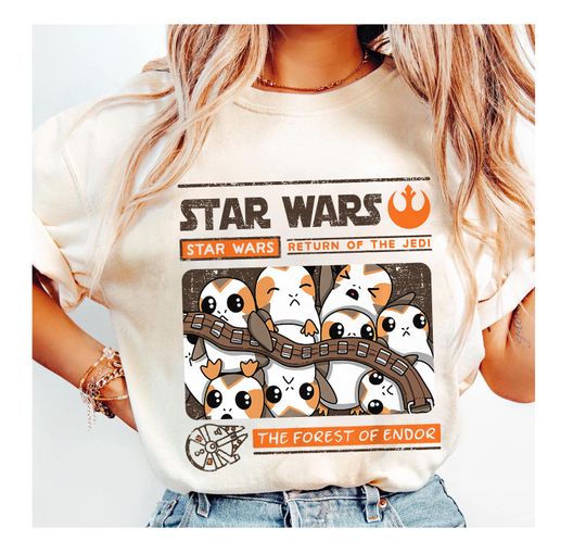 Discover Star Wars Ewok Forest Of Endor Manga Poster Shirt, Star Wars Funny Porg Shirt, Magic Kingdom, Walt Disney World, Disneyland Family Outfit
