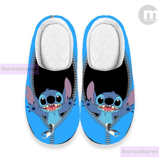 Discover Personalized Lilo and Stitch Zipper 3D All Over Printed Slipper, Custom Rubber Slipper, Winter Slipper, Cotton Slipper, Christmas Slippers