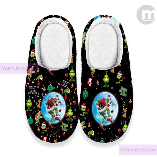 Discover Personalized funny character Christmas 3D All Over Print Indoor Slipper, Custom Rubber Slipper, Winter Slipper, Cotton Slipper, Christmas Slippers