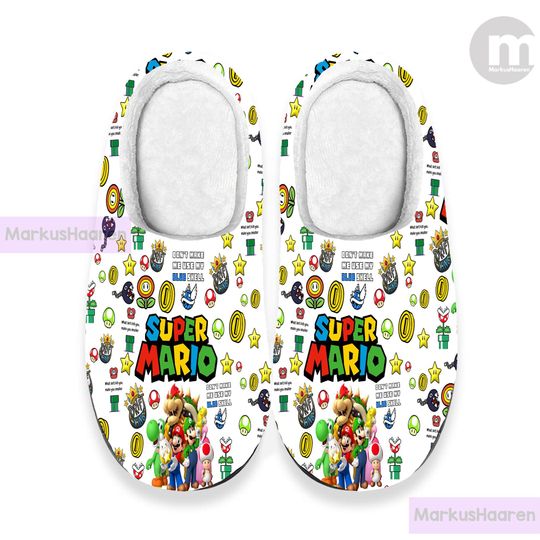 Super Mario Game 3D All Over Print Indoor Slippers, Winter Slipper, Christmas Slippers