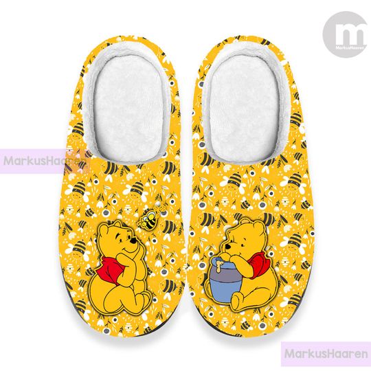 Cute Winnie The Pooh 3D All Over Print Slipper, Winter Slipper, Christmas Slippers