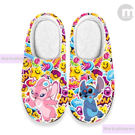 Stitch and Angel Love 3D All Over Print Slipper, Winter Slipper, Christmas Slippers