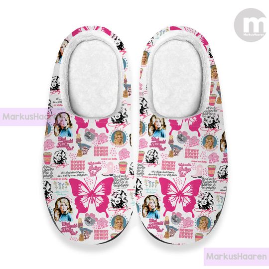Discover Personalized Name Dolly Parton Music 3D All Over Print Slipper, Custom Rubber Slipper, Winter Slipper, Cotton Slipper, Christmas Slippers