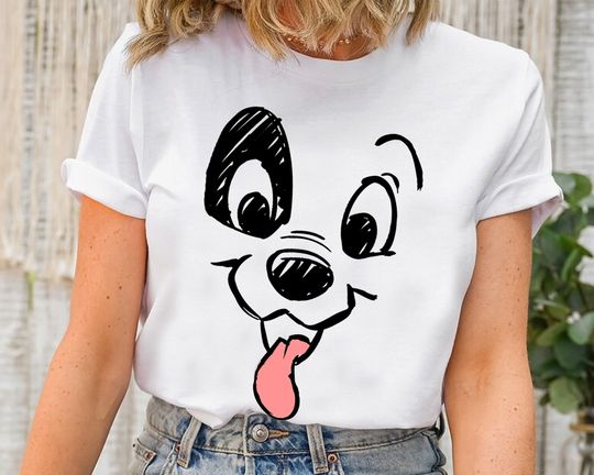 Discover Disney 101 Dalmatians Big Face T-Shirt, Cute Dalmatians Portrait Tee, Disneyland Trip Family Matching Outfits Shirt, WDW Magic Kingdom Shirt