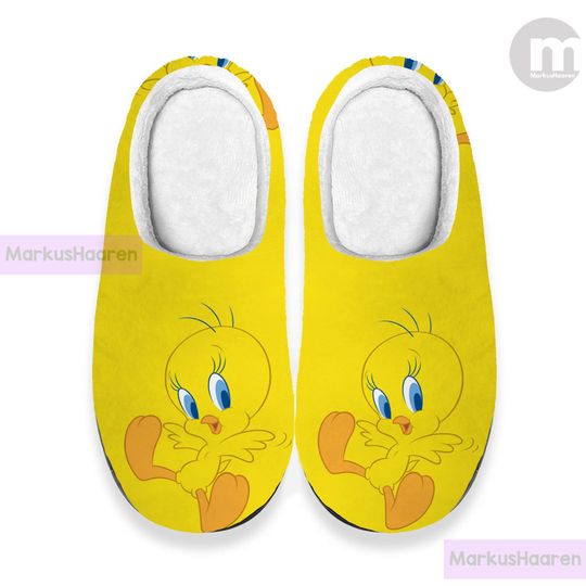 Discover Personalized Name Tweety Bird 3D All Over Printed Slipper, Custom Rubber Slipper, Winter Indoor Slipper, Cotton Slipper, Christmas Slippers