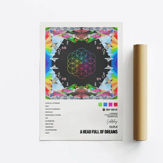 Discover Coldplay A Head Full of Dreams Album Art Poster Vertical Print Music Tracklist