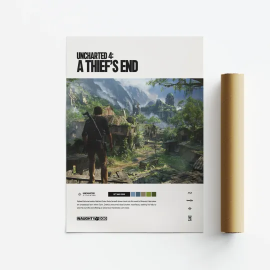 Discover Uncharted 4: A Thief's End Video Game Art Poster Vertical Print