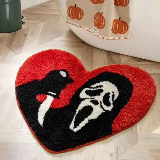 Discover Bathroom Rugs Black Red Orange Bath Mat Non Slip, Christmas Home Decor, Funny Sk