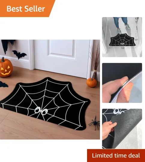 Discover Ultra-Thin Spider Web Doormat - Non-Slip Rubber Backing Halloween Entry Rug, ...