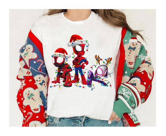 Discover Disney Spidey and His Amazing Friends Christmas Lights shirt, Marvel Xmas Matching Shirt, Walt Disney World Tee, Disneyland Vacation Tee