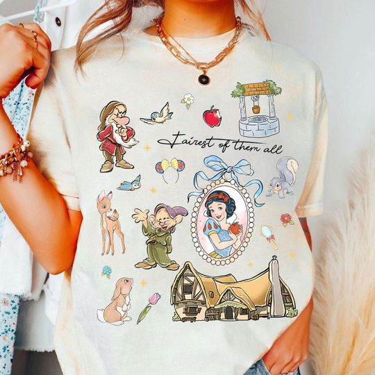 Discover Coquette Bow Fairest of Them All Disney Princess Snow White and the Seven Dwarfs Shirt, Disney Princess Shirt, Walt Disney World Trip Shirt