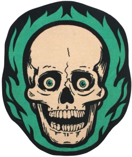 Discover NEW Creepy Co. Beistle FLAMING SKULL Rug 40x33" Skeleton Home Decor Halloween